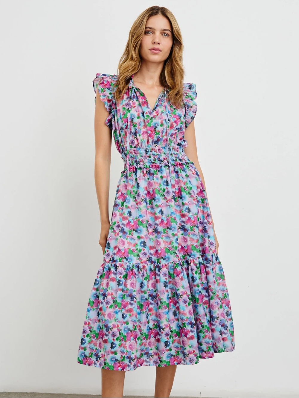 Rails Garden Midi Dress Spring Meadow Floral Print Size Medium
